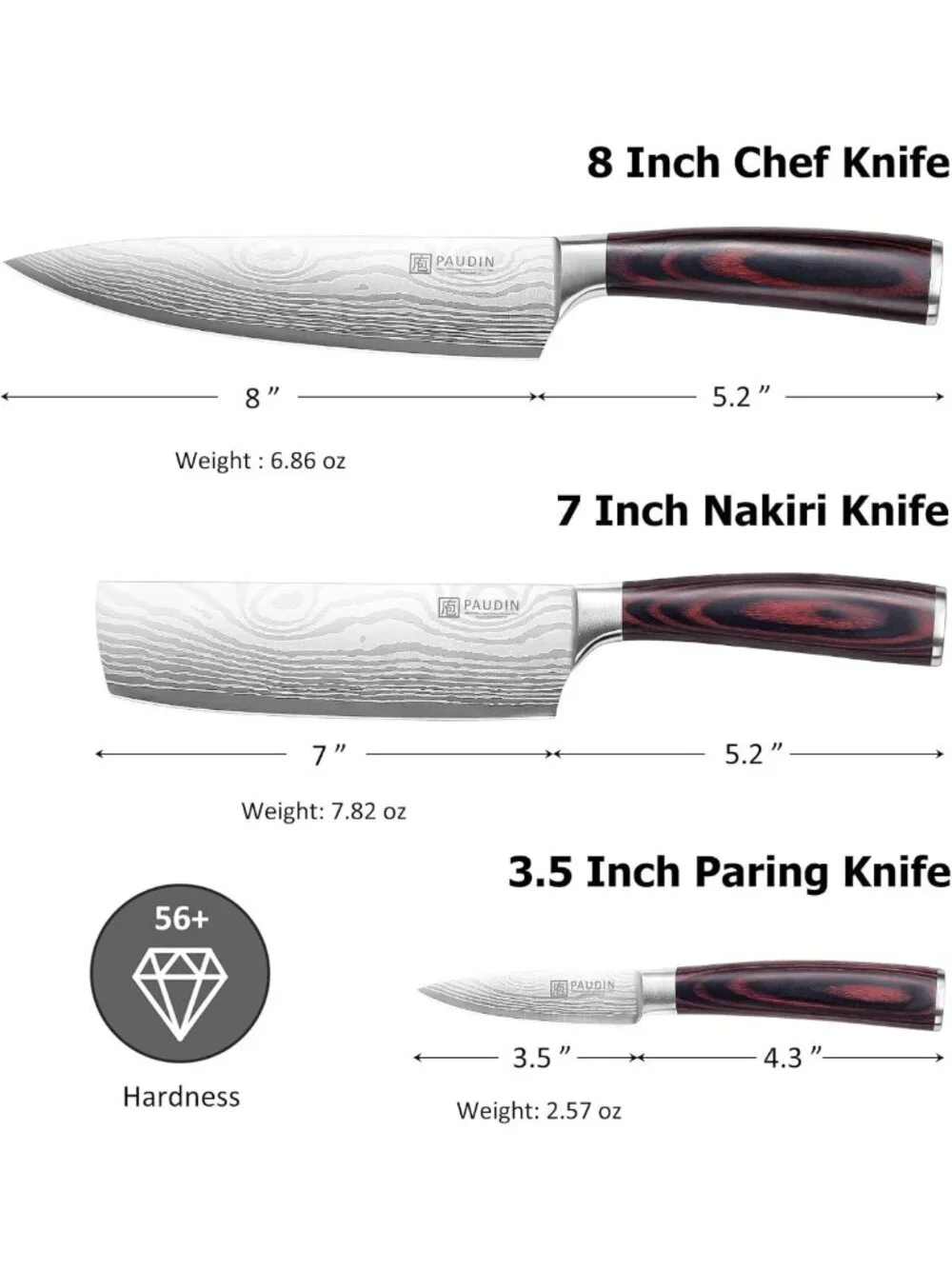 3-Piece Professional Chef Knife Set - Ultra Sharp High Carbon Stainless Steel
